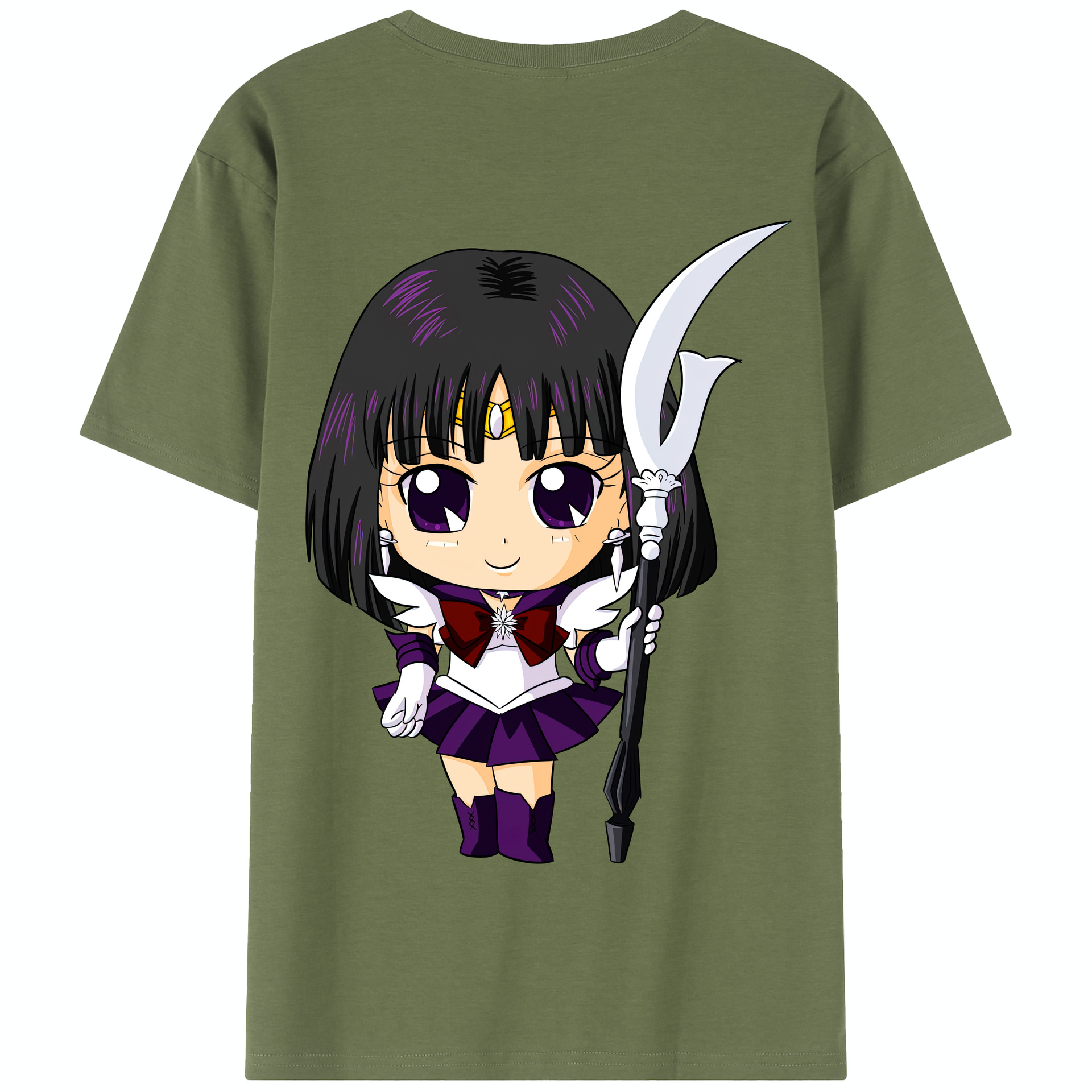 （画像用） 美少女戦士セーラームーン 土萠ほたる Sailor Moon Tomoe Hotaru （セーラーサターン；Sailor Saturn） 綿100％半袖Tシャツ（背面プリント）